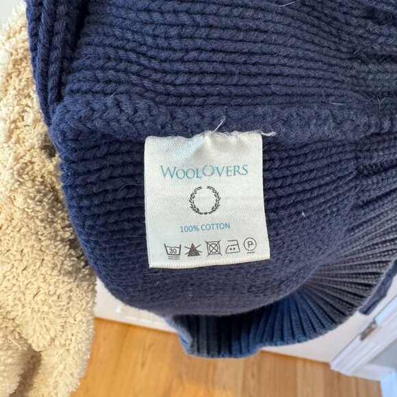 Woolover Blue Cotton Mock Neck Cable Knit Sweater‎ - Size Large - Picture 4 of 7